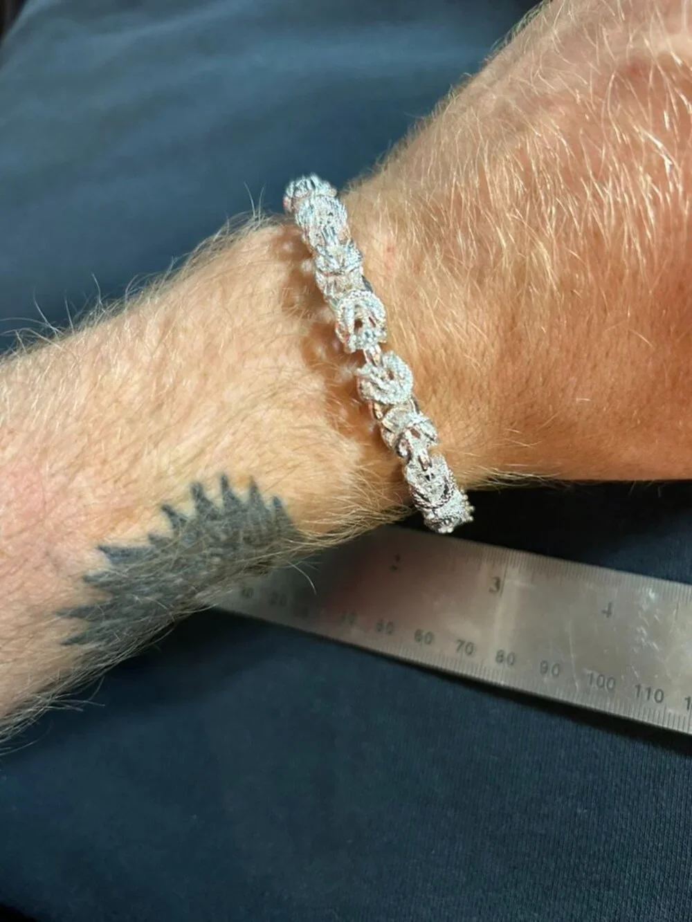 Silver Dragon Head Link Bracelet Heavy Ornate Scale Chain 8.5